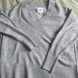 Aerie Gray V-Neck Sweater Soft and Classic